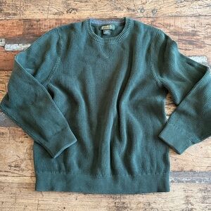 Vintage Men’s 100% Cotton Eddie Bauer Green Fisherman Crew Neck Sweater